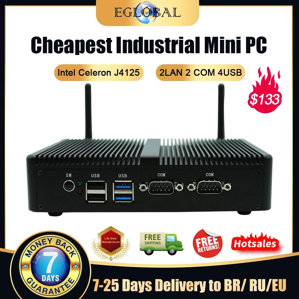 Eglobal  ǻ ̴ PC,   J4125 ũž Ʈ 2 RJ45 Lan 2 RS232 Com 2 USB3.0 2USB 2.0 DDR4 HDMI VGA